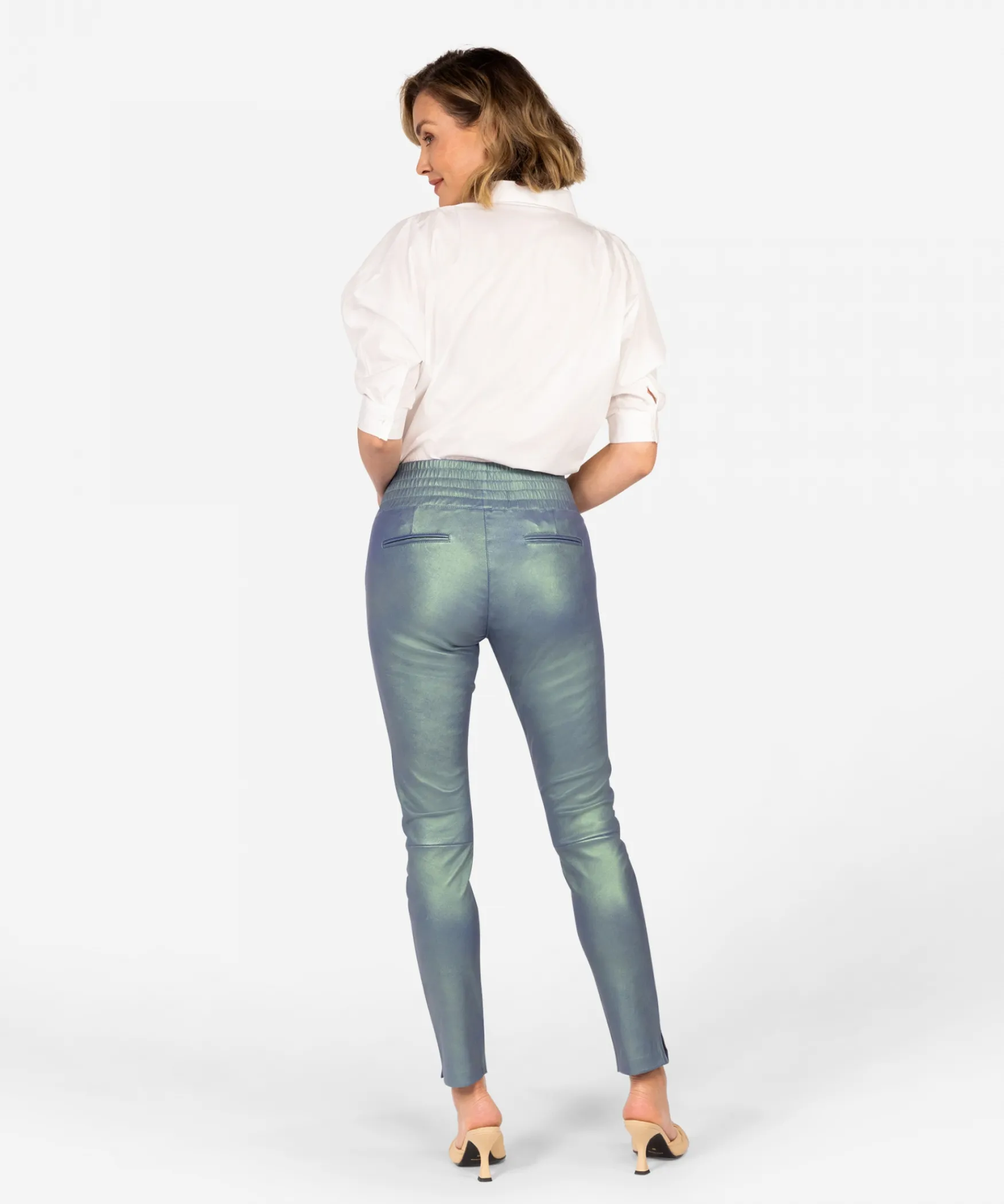 IBANA Colette Metallic | Shagreen< Mid Waist | Leren Broeken