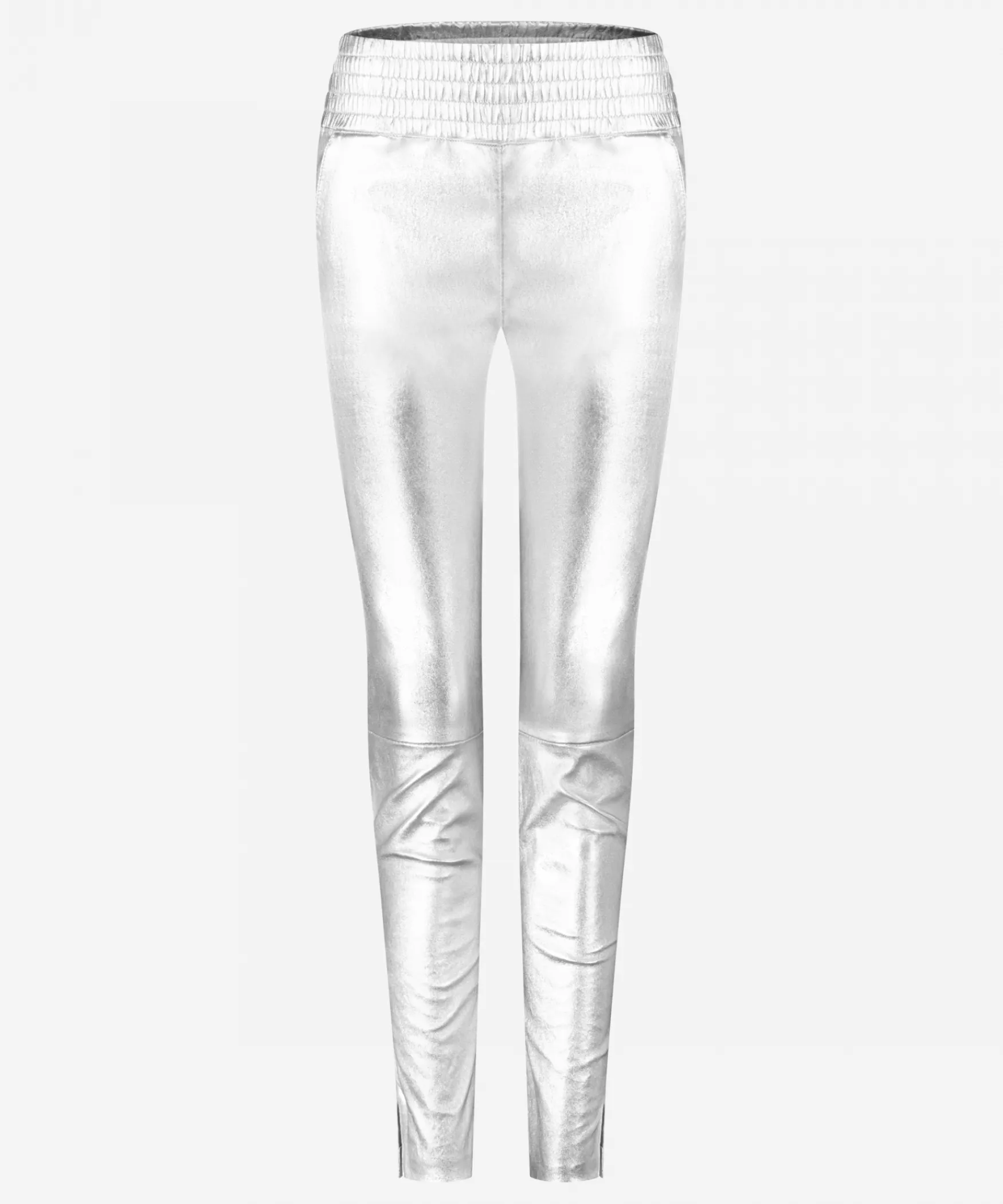 IBANA Colette Metallic | Silver< Mid Waist | Leren Broeken