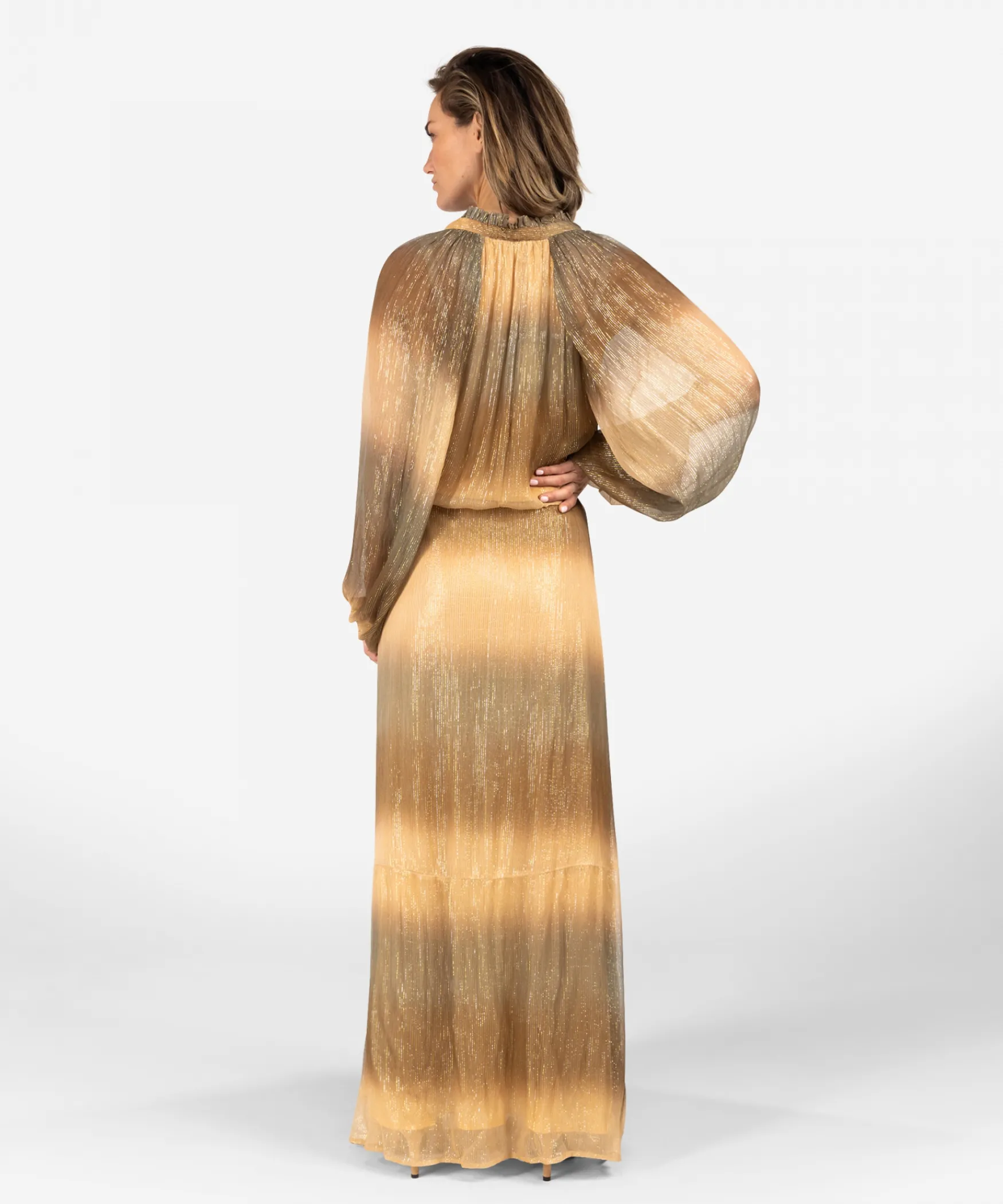 IBANA Diona Lurex | Neutral Ombre Print< Maxi Jurken
