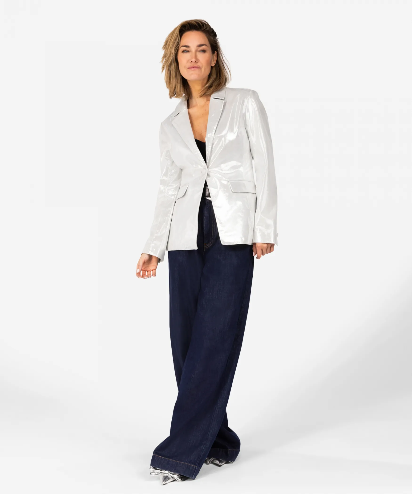 IBANA Jilies Metallic | Classic Grey< Blazers | Leren Jassen