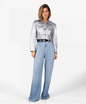 IBANA Jorin Metallic | Stone Blue< Leren Jassen