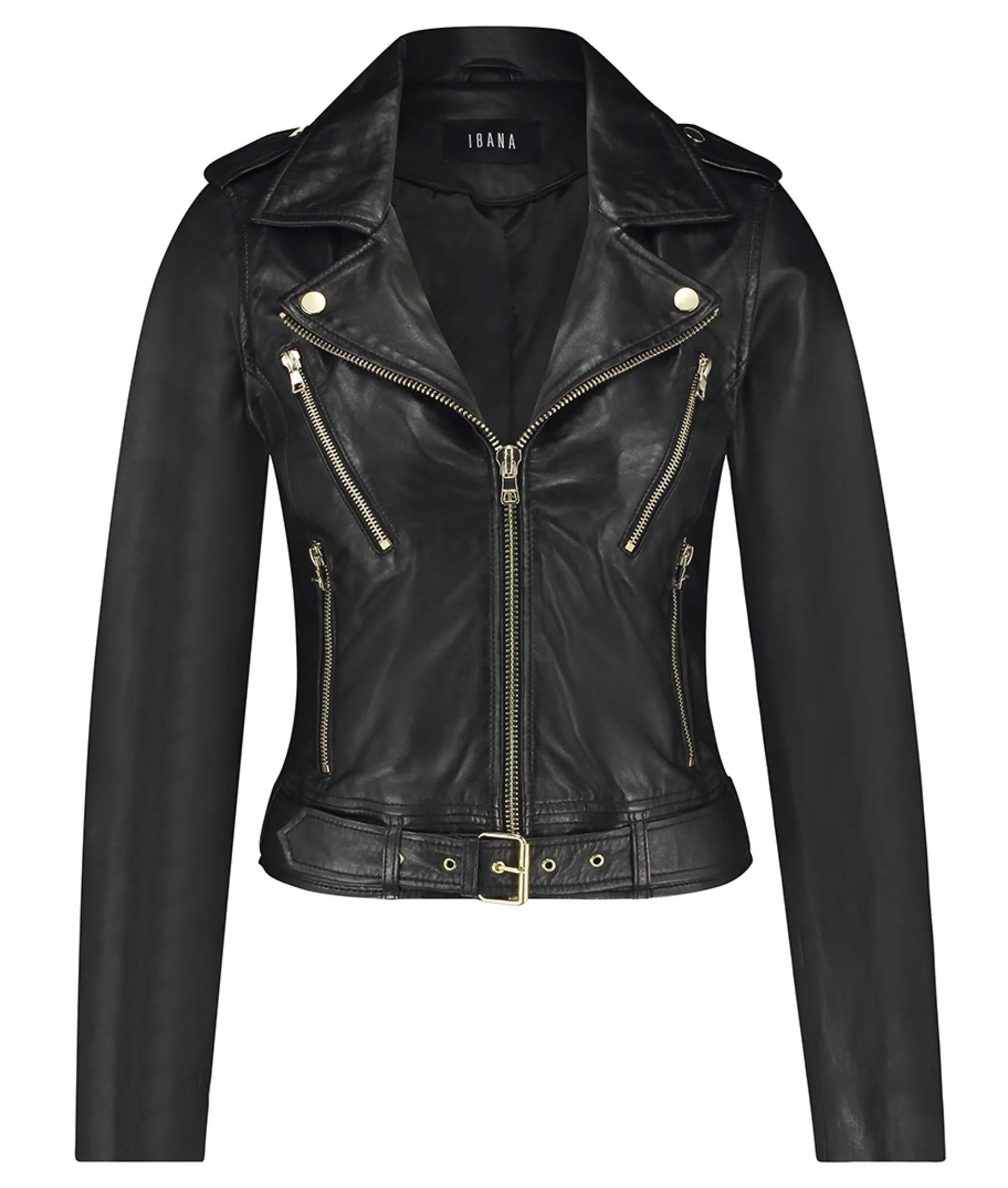 IBANA MOSS | BLACK/GOLD< Leren Jassen