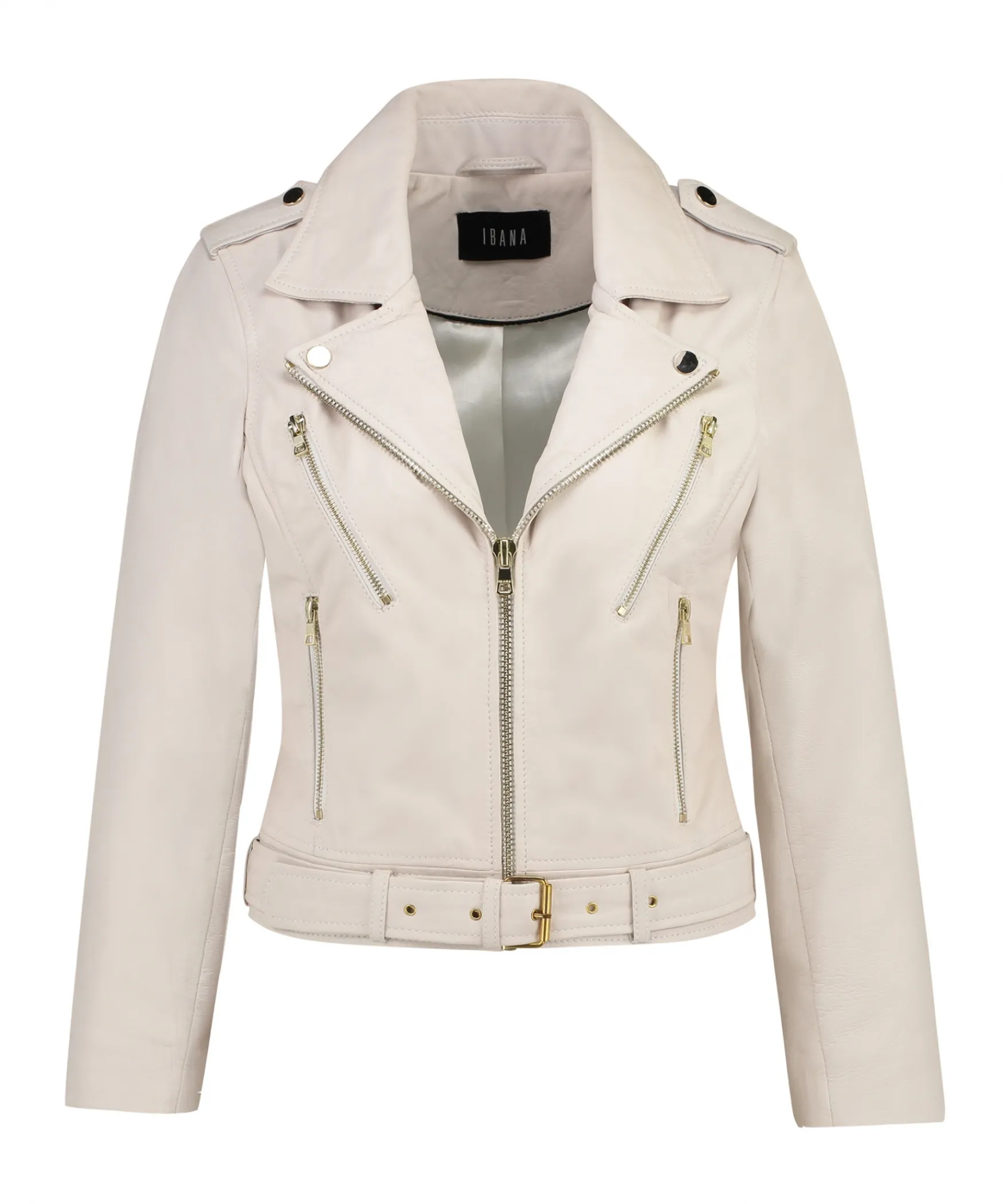 IBANA MOSS | WHITE LINEN< Leren Jassen