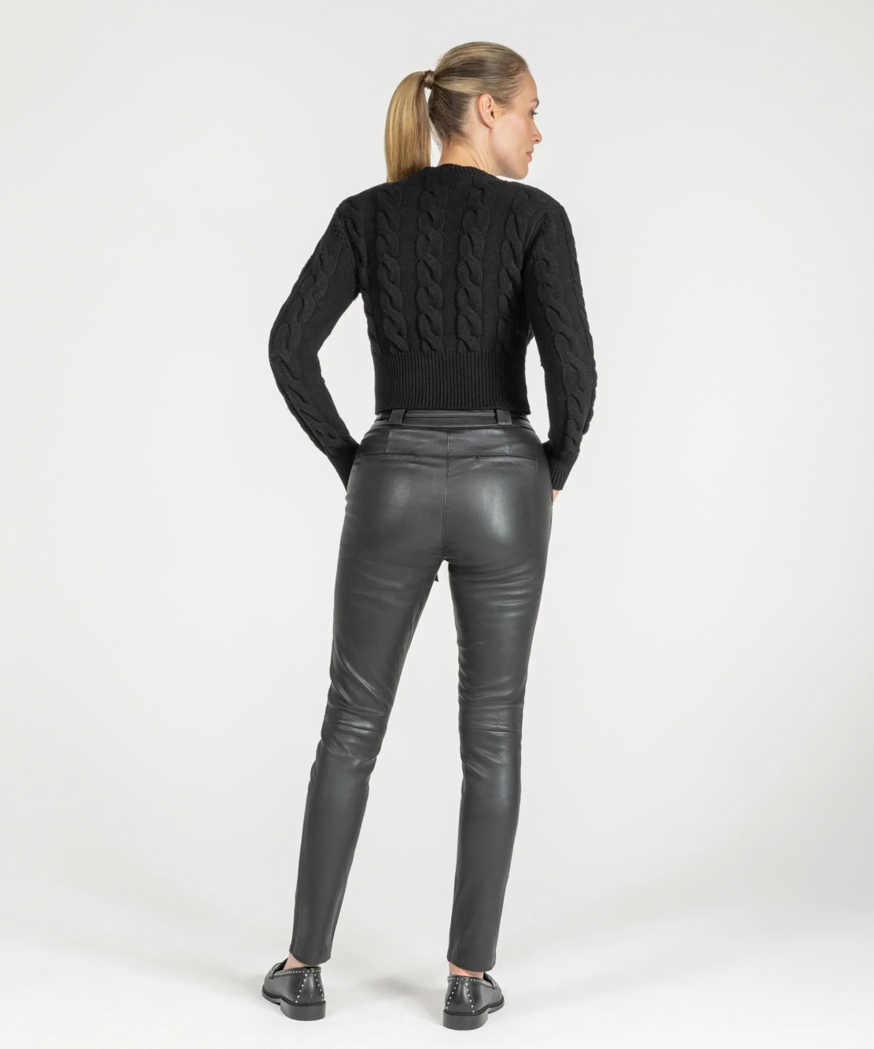 IBANA Paulina | Black< Leren Broeken | High Waist