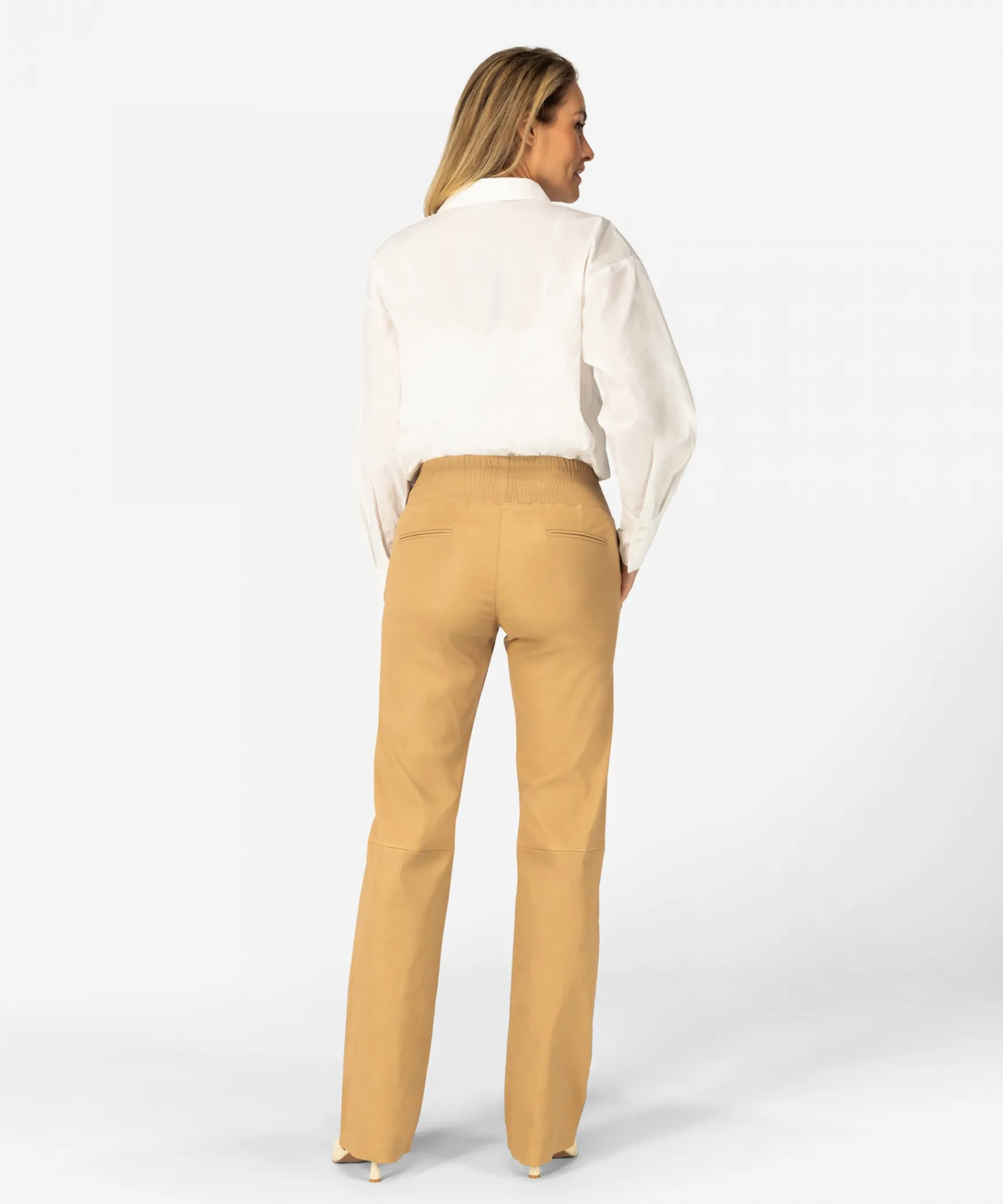 IBANA Phibby | Sandalwood< Mid Waist | Leren Broeken