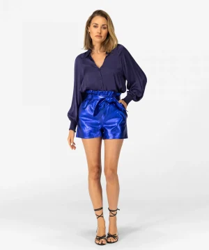 IBANA Sasha metallic | Breezy Blue< Leren Shorts En Rokken | Mini Shorts En Rokken
