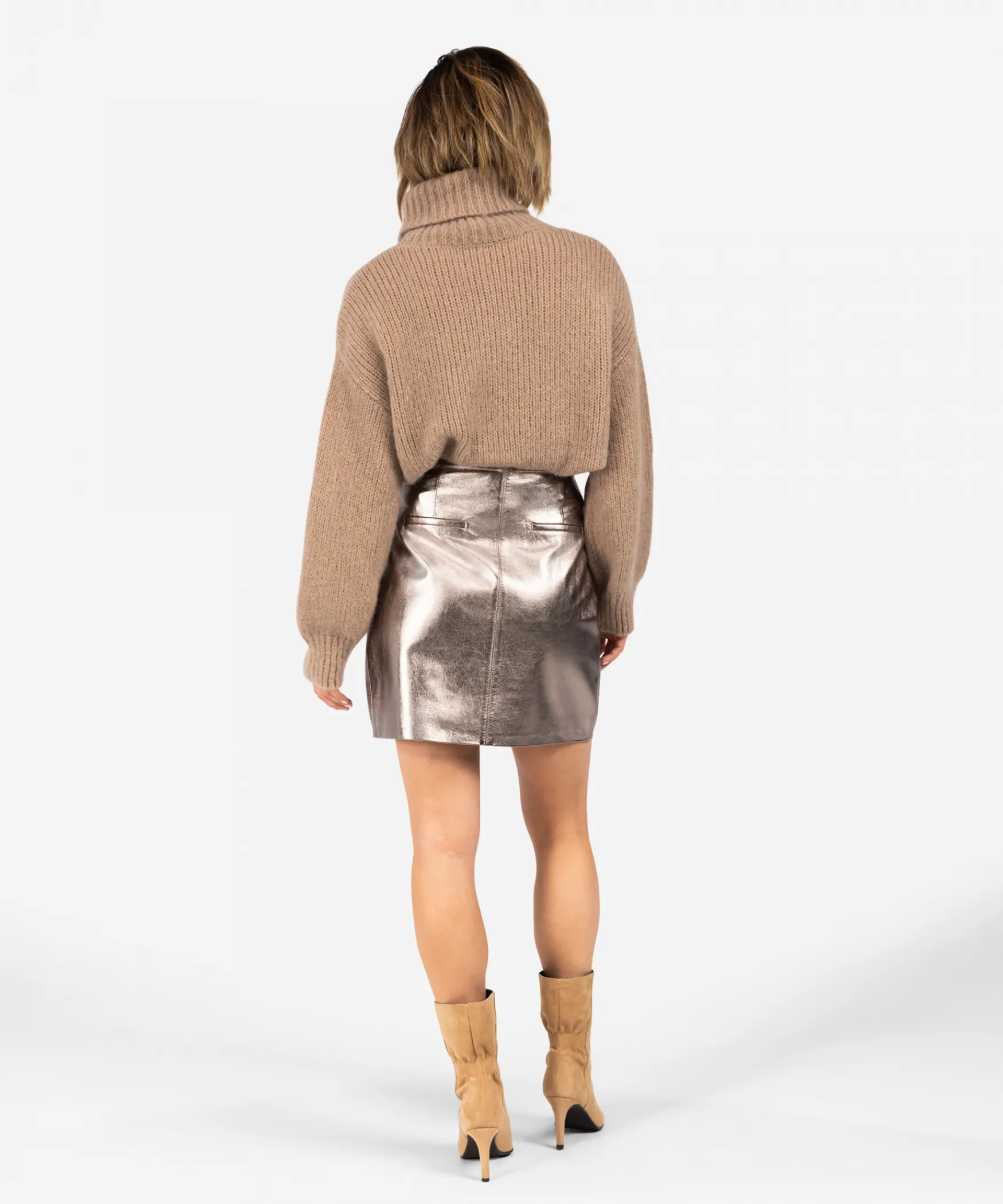 IBANA Sevilla Metallic | Classic Grey< Leren Shorts En Rokken | Midi Shorts En Rokken